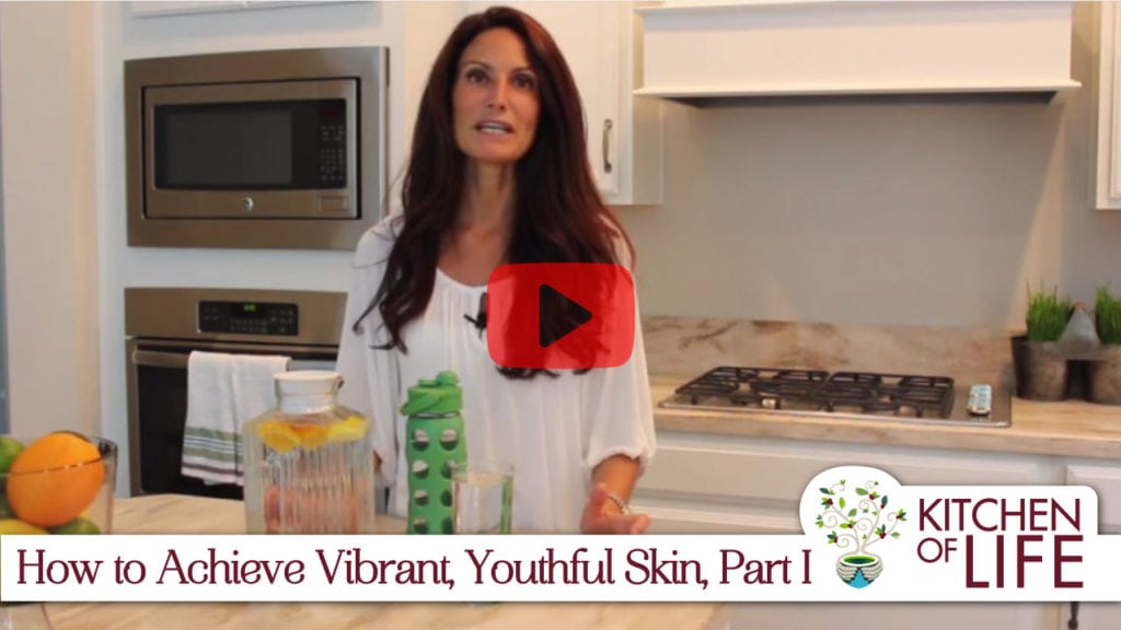 video of Laura Bushey of kitchenoflife.com in the kitchen discussing how to have vibrant and healthy skin